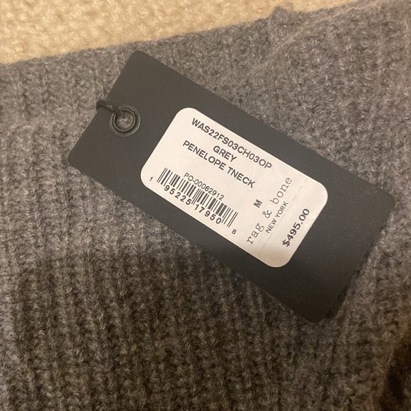 Rag&Bone Women's Gray Penelope Ribbed Wool Cashmere-blend Turtleneck Sweater NWT - Picture 6 of 7